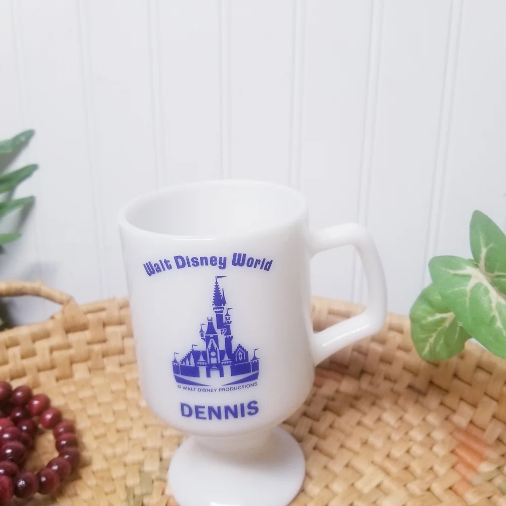 Vintage Milk Glass Disney Coffee Mug “Dennis”